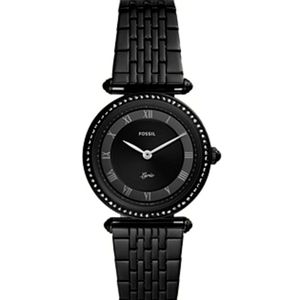 NWT Fossil Three-Hand Black Stainless Steel Watch